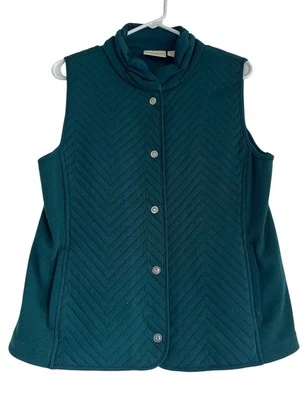 Chaleco acolchado delantero a presión Chicos para mujer talla 1 o M verde azulado oscuro  Foto 1 de 4