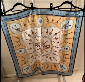 TALBOT'S BLUE MULTI 36" SQUARE SILK SCARF. (60) - Picture 1 of 2