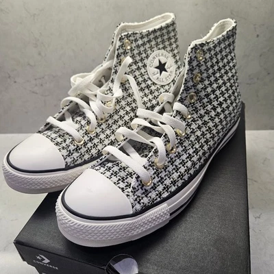 NUEVAS Zapatillas Converse Chuck Taylor All Star Talla 10 Blanco Negro Dorado Tweed Foto 1 de 4