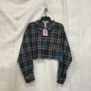 Savage Fenty Tied up tartan oversized crop SHIRT & open back HOSE kariert 3x NEU - Bild 1 von 2