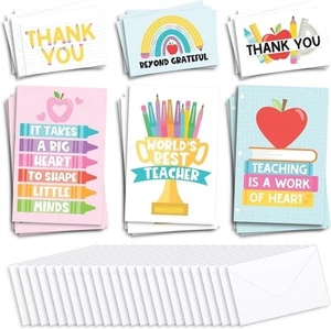 24 Colorful Teacher Thank You Cards From Student - Teacher Gift Card Teacher... - Picture 1 of 9