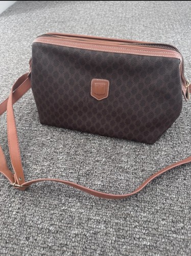 Borsa pochette CELINE Macadam in pelle pvc marrone borsa vintage