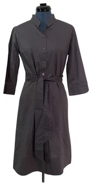 Camisa de vestir gris granate con botones con cinturón cuello alto cápsula minimalista 6 Foto 1 de 4