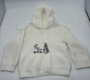Vintage Quiltex Peter Rabbit weiß Kleinkind Kapuzenpullover Größe 9 Monate Reißverschluss - Bild 1 von 8