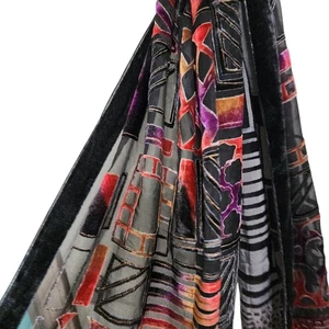Sciarpa vintage Chicos multicolore velluto burnout 60"X21" - Foto 1 di 4