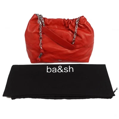 Ba&sh июня итальянская кожаная сумка с короткими ручками с серебряный бриллиант в форме наплечной цепи красный - Изображение 1 из 4