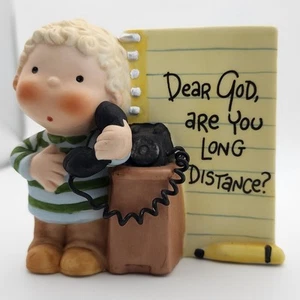 Enesco Dear God Kids Ceramic Porcelain Figurine Dear God, Are You Long Distance? - Picture 1 of 8