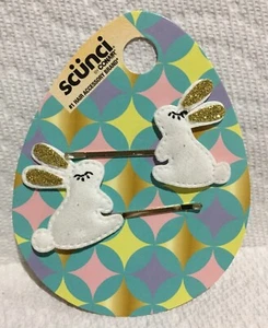 Conair ( 1 ) Pak Scunci 2pc Rabbit bobby pins on a easter egg cardboard - Picture 1 of 2