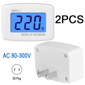 2PCS AC 80-300V 110V Digital Voltmeter US Plug DM55-1 Socket Voltage Tester LCD - Picture 1 of 10