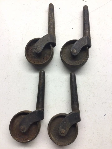 Antique Set Of Four 1 1/2” Steel Furniture Wheel Casters Cover