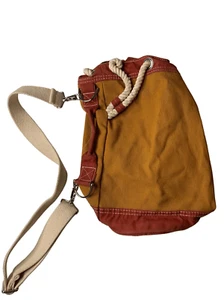 Vintage LL Bean Rope Handled Boat and Tote Barrel Bag Heavy Duty Canvas Bucket - Picture 1 of 5