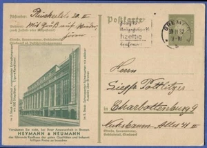 GERMANY 1932 6pf Ebert Used HEYMANN & NEUMANN Bremen Private Ad Postal Card - Picture 1 of 2