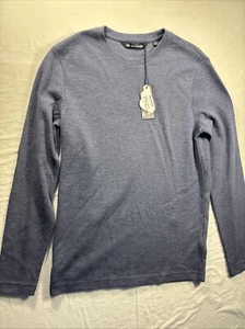 Travis Mathew Cloud Waffle Crew Neck Shirt Long Sleeve Thermal Mens Small Blue - Picture 1 of 6