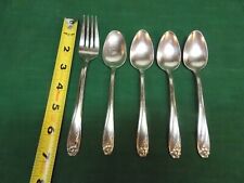 Vintage lot 1847 Rogers Bros silverplate DAFFODIL 4 teaspoons + salad fork