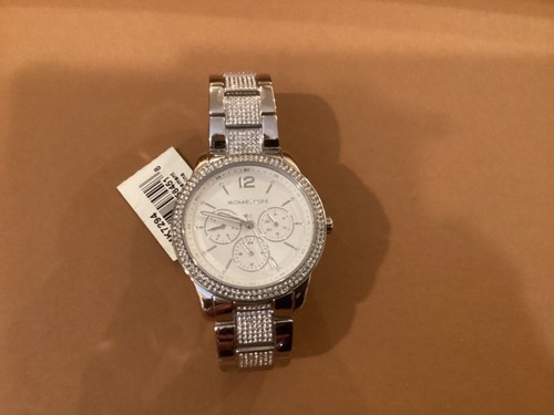 Orologio Michael Kors Tibby MK7294 tono cristallo argento multifunzione nuovo con scatola