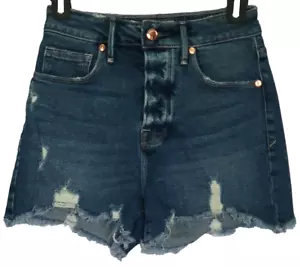 Good American Womens Shorts Size 00/24 Denim Jean Distressed Cut-offs Blue - Picture 1 of 13