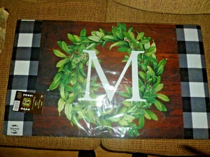 Briarwood Lane Black & White Monogramed "M" Rubber Outdoor Mat 18x30" - Picture 1 of 3