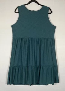 MAURICES Dress Size XL Teal Swiss Dot Tiered Ruffles Pullover Sleeveless NWT - Picture 1 of 7