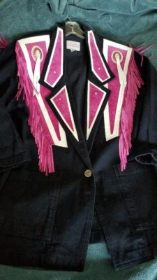 Womans designer western blazer w/fringe, rhinestones etc, size M - an original  - Image 1 of 4