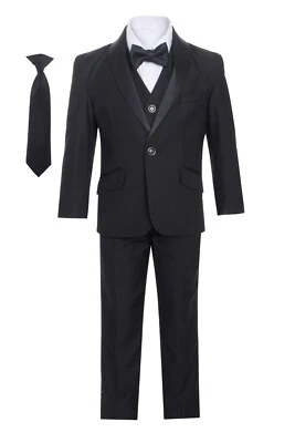 Husky Boys Tuxedo Shawl Collar Black With Tie Burgundy Double Breasted All Size - Image 1 of 4