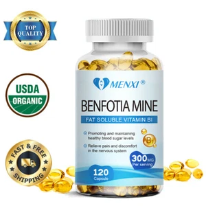 300mg Benfotiamine Capsules Fat Soluble Thiamine Vitamin B1 NON-GMO,Gluten Free - Picture 1 of 8