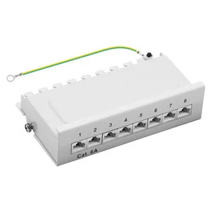 Patchpanel Patchfeld Cat 6A 8-Port RJ45 geschirmt Desktop Aufputz grau LAN 10GB - Afbeelding 1 van 11