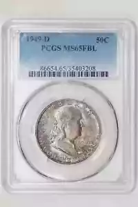 1949-D FRANKLIN HALF DOLLAR PCGS MS65 FBL - Picture 1 of 2