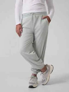 Athleta Girl Chase The Chill Jogger Coast Grey Lined Zip Pockets Size L 12 - Picture 1 of 8