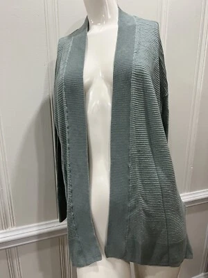 Gap Green Cardigan Horizontal Ribbed Cotton Long Sleeve Small Petite - Image 1 of 4