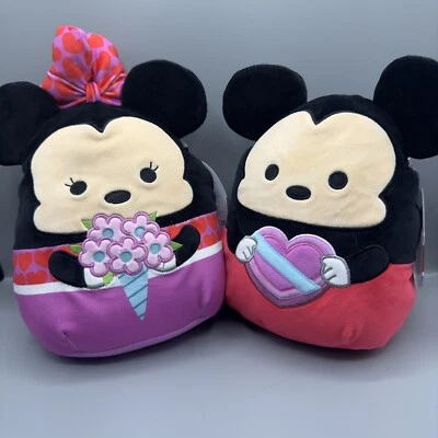 Squishmallows Disney 8" Mickey & Minnie Valentine's Day Plush Set New - Image 1 of 4