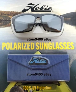 FACTORY SEALED HOBIE ECLIPSE ~ RECTANGLE SUNGLASSES ~ BLACK FRAME CHARCOAL LENS - Picture 1 of 11