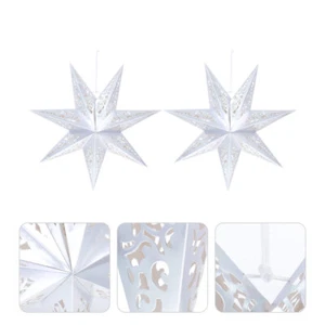 2 Pcs Large Paper Stars Hanging Lampshade Fashionable Decoration Seven-pointed - Picture 1 of 12