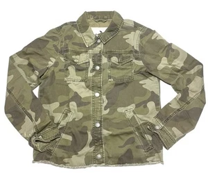 Abercrombie Kids Snap Front Cropped Camouflage Jacket Green Girls Size 15/16 EUC - Picture 1 of 14