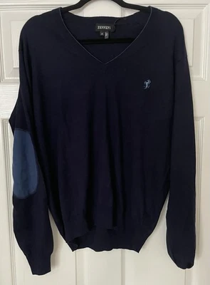 Ferrari Men's V-Neck Pullover Sweater - Size Medium - Blue - Authentic - Image 1 of 4