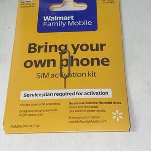 Walmart Family Mobile Starter Kit Sim Card Pin Summer Bring Your Own Phone - Zdjęcie 1 z 4