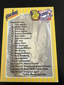 1994 Rawlings Collector Cards Glove Award Yoo-Hoo Checklist Trading Card NNO - Picture 1 of 2