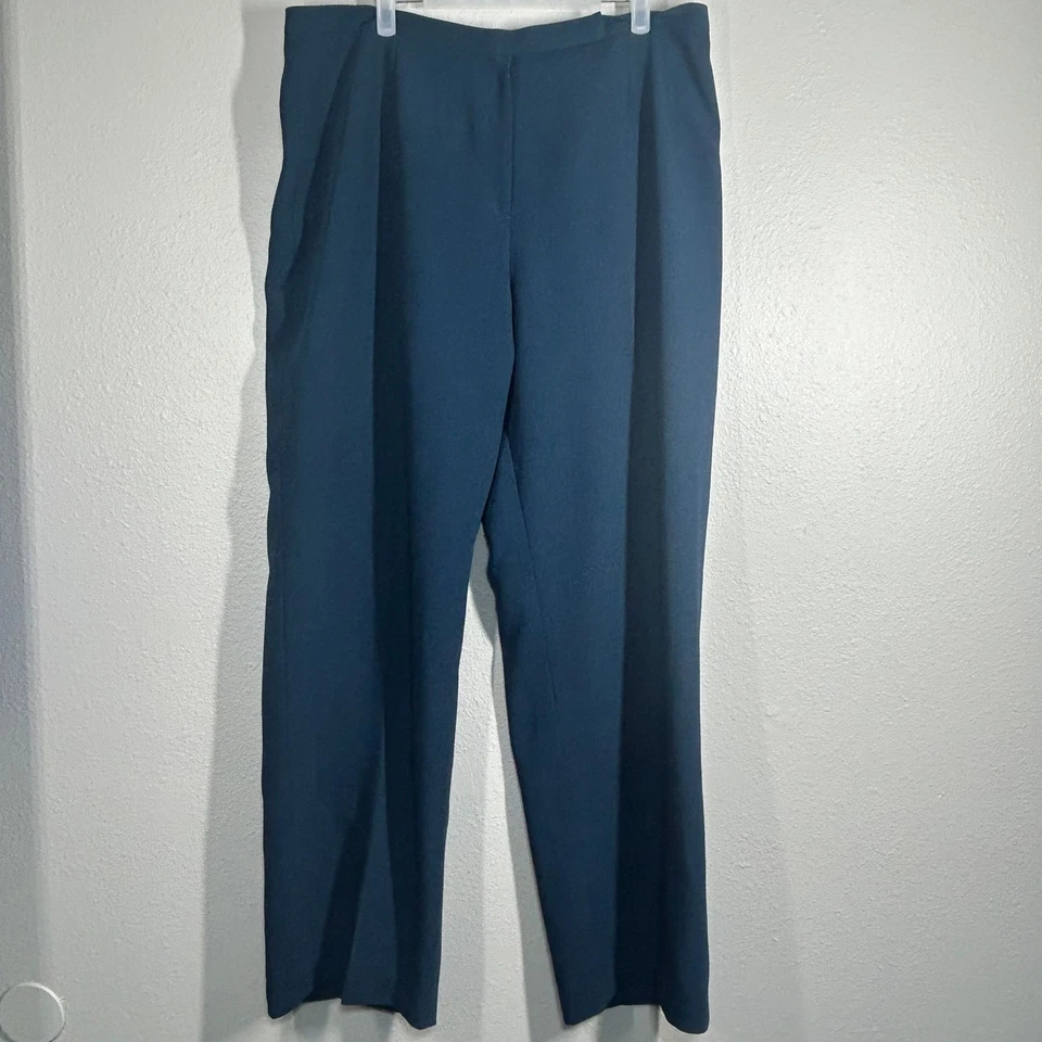 Pantalones Kasper Classics para mujer 16 verde azulado plisados pierna recta forrados poliéster oficina Foto 1 de 4