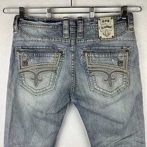 Rock Revival Zed Boot Denim Jeans Herren 35x33 Blau Faded Distressed Y2K - Bild 1 von 11