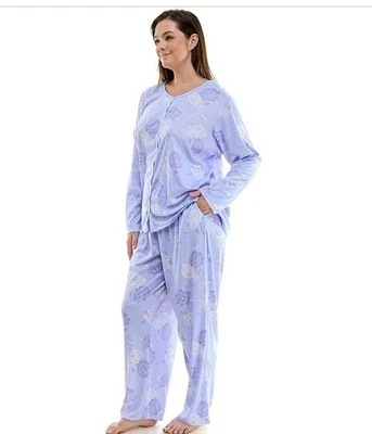 CROFT&BARROW-AZUL/MULTI-FLORAL-MANGA LARGA-CUELLO REDONDO-PIJAMA-TALLA-2X- Foto 1 de 4