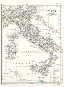 Cartel de arte de pared antiguo repro mapa de Italia impresión imagen A3 A4 - Imagen 1 de 5
