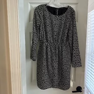 J. Crew Mercantile Kleid Damen 8 schwarz weiß Herzmuster Langarm Freizeit - Bild 1 von 8