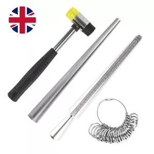 Kit de Medida de Tamaño de Anillo Herramienta Conjunto de Medición de Joyería Mandril Medidor Palo Martillo - Imagen 1 de 12