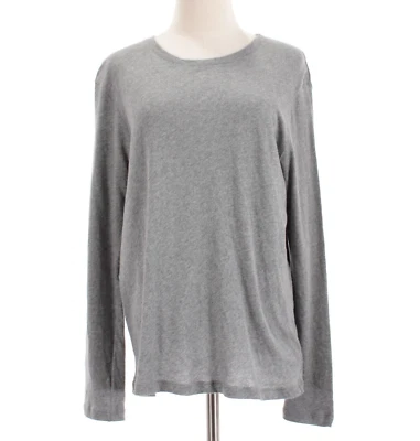Enza Costa 全新无标签长袖 T 恤 L 码纯色灰色棉羊绒混纺 — 第 1/4 张图片