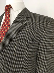 Jos A Bank Sport Coat Men's Size: 44R Silk/ Wool Black Multi Color Houndstooth - Picture 1 of 12