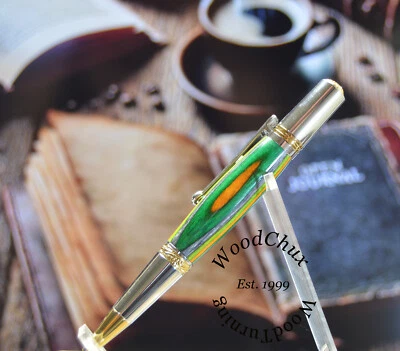 Bolígrafo Hecho a Mano Grano de Color Madera Plumas de Escritura Obra de Arte EE. UU. VER VIDEO 1521 Foto 1 de 4