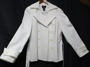 CYNTHIA ROWLEY WHITE TRENCH JACKET SIZE L NWT - Picture 1 of 16