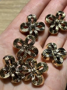 8 XGold Bow Buttons 21mm Jacket Coat Dresses Cardigan . Ref 85 - Picture 1 of 5