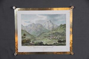 Stahlstich koloriert Parthie im Zillerthale Landschaft Berge Zillertal um 1840