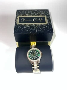 Jessica Carlyle Pearlized Dial Crystal Accent Round Gold Tone Case Watch GiftNEW - Picture 1 of 9