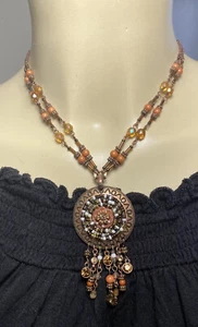 Collana Avon Earthtone Marrone Frange Nuova - Foto 1 di 5